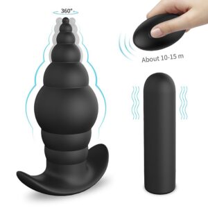 Plug Anal Recarregável Em Silicone Escalonado Com 9 Modos de Vibração e Controle Remoto Sem Fio 9 cm x 3,5 cm - Cupid-RCT S-Hande