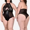 Body Plus Size Dinamite em Tule Renda e Lycra Halter Neck - Sensualle