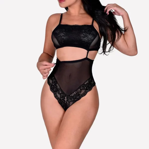 Body em Tule e Renda que Se Transforma em Conjunto de Top e Hot Pant Alucinante - Sensualle - Image 2