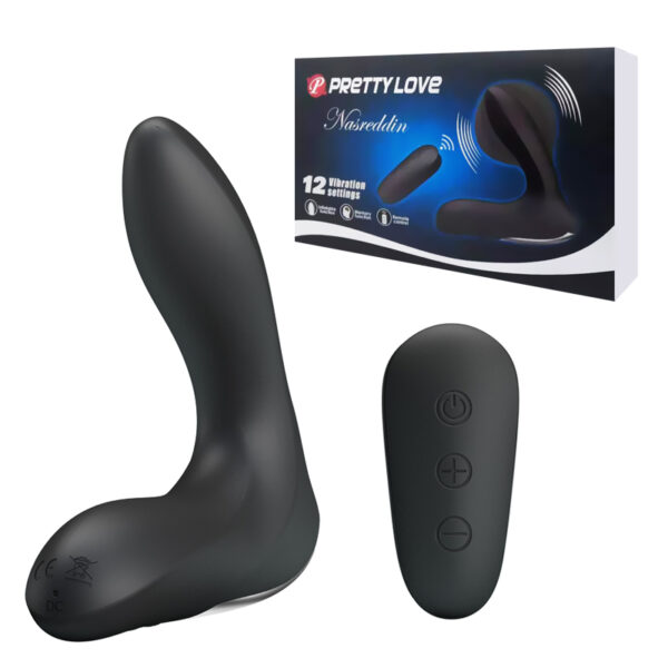 Estimulador de Próstata e Períneo Com 12 Modos de Vibração com Função de Inflar em Silicone Recarregável e Controle Remoto sem Fio 13,5 cm x 3,2 cm - Nasreddin Pretty Love