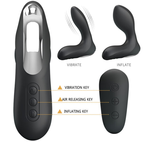 Estimulador de Próstata e Períneo Com 12 Modos de Vibração com Função de Inflar em Silicone Recarregável e Controle Remoto sem Fio 13,5 cm x 3,2 cm - Nasreddin Pretty Love - Image 7