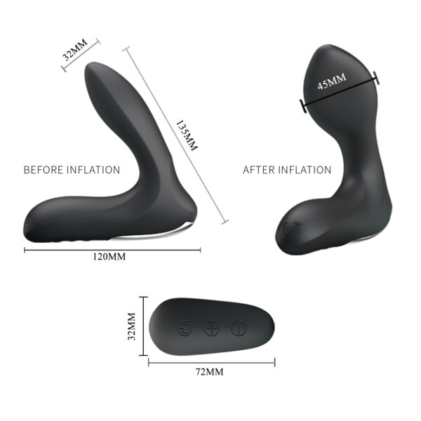 Estimulador de Próstata e Períneo Com 12 Modos de Vibração com Função de Inflar em Silicone Recarregável e Controle Remoto sem Fio 13,5 cm x 3,2 cm - Nasreddin Pretty Love - Image 8