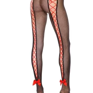 Meia Calça Arrastão Com Fita Vermelha Atrás com Laço - Sanfer