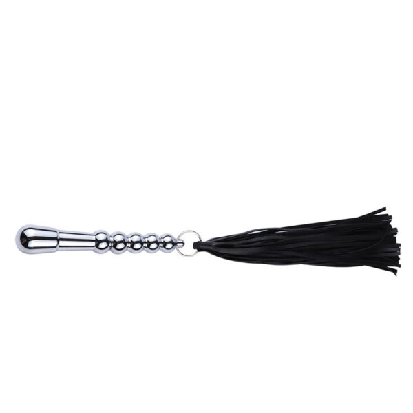 Plug Anal Em Aço 17 cm x 2,7 cm E Chicote em Camurça com 12 Tiras de 25 cm - Bondage Kits - Image 2
