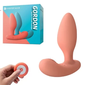 Vibrador Massageador de Próstata e Períneo com 2 Motores Recarregável Em Silicone Com 10 Modos de Vibração e Controle Remoto Sem Fio - Gordon Kisstoy Man