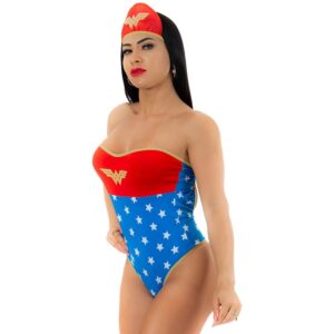 Body Fantasia Mulher Maravilha Com Acessório de Cabeça - Pimenta Sexy