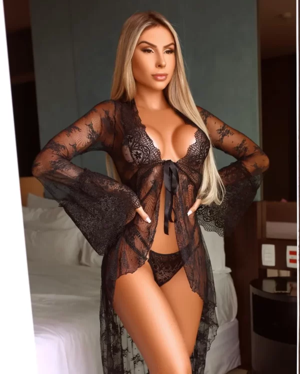 Robe Florença Longo Preto em Tule e Renda Com Amarração Frontal - Segredo Lacrado - Imagem 2
