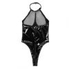 Body Sexy de Vinil Com Abertura em Zíper na Parte Íntima Tule Transparente no Busto e Correntes - Hot Style - Imagem 10