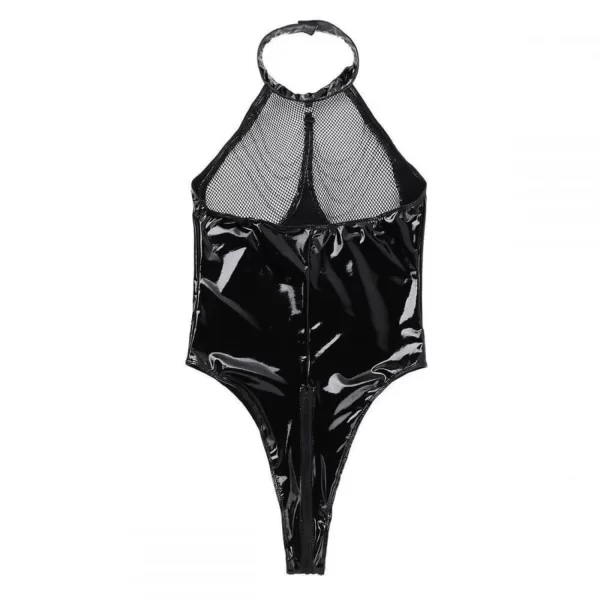 Body Sexy de Vinil Com Abertura em Zíper na Parte Íntima Tule Transparente no Busto e Correntes - Hot Style - Image 10