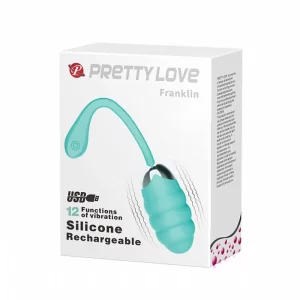 Vibrador Bullet Recarregável Com Textura Anelada e Cordão de Segurança Em Silicone Com 12 Modos de Vibração - Franklin Pretty Love