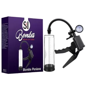 Bomba Peniana com Gatilho e Medidor de Pressão Barômetro Mangueira Flexível e Tubo 22 cm x 7 cm - SI