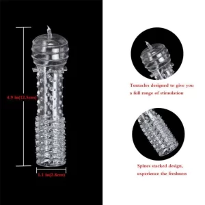 Capa Peniana Transparente em Silicone com Nódulos Estimuladores 12,5 cm X 3,5 cm - SLEEVE TWO