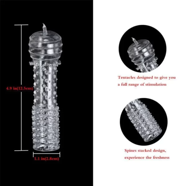 Capa Peniana Transparente em Silicone com Nódulos Estimuladores 12,5 cm X 3,5 cm - SLEEVE TWO