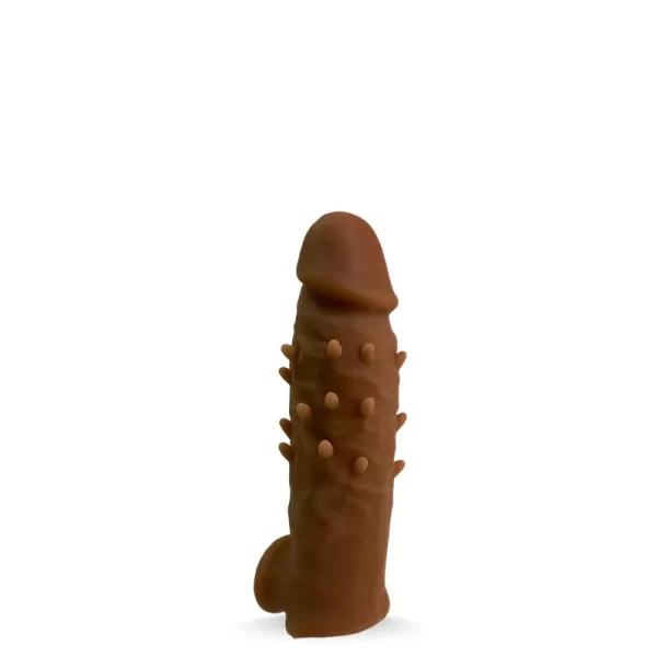 Capa Peniana com Cerdas Massageadoras de 16,5 cm x 4 cm com Extensor de 4 cm Realístico com Argola para o Escroto - Top Notch - Image 3