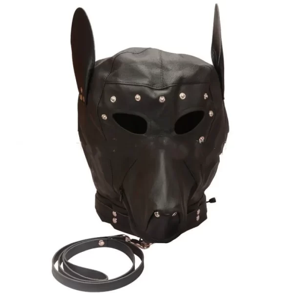 Capuz Com Focinho Orelhas e Guia Dog Leather em Couro Sintético - 3R - Image 4