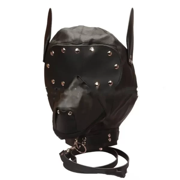 Capuz Com Focinho Orelhas e Guia Dog Leather em Couro Sintético - 3R - Image 3