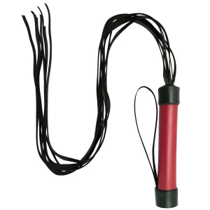 Chicote Cabo Vermelho com Tiras de 80 cm em Couro Sintético