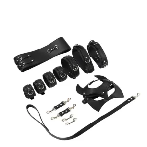 Kit Bondage Sado Em Couro Sintético Com 7 Peças - Bondage Kits 3R