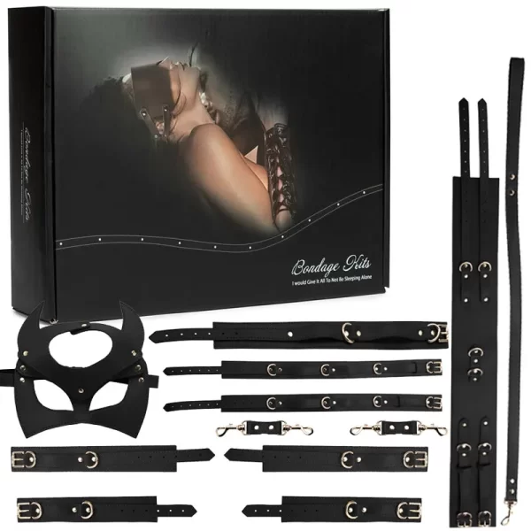 Kit Bondage Sado Em Couro Sintético Com 7 Peças - Bondage Kits 3R - Imagem 52