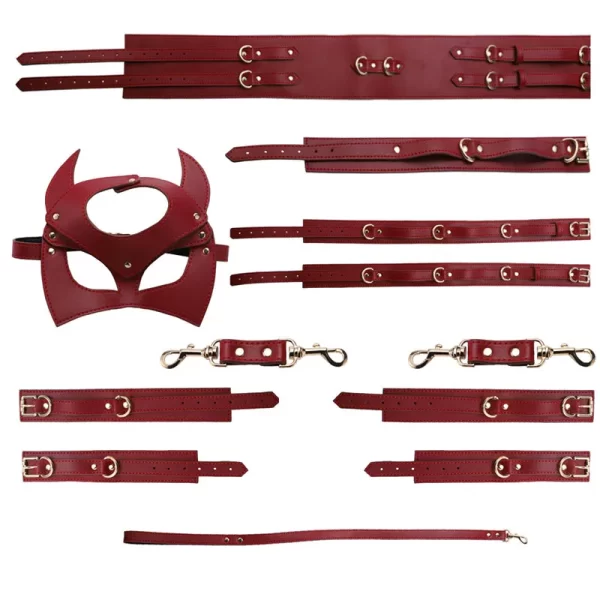 Kit Bondage Sado Em Couro Sintético Com 7 Peças - Bondage Kits 3R - Imagem 22