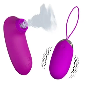 Kit Vibrador Duplo Recarregável Bullet e Mini Sugador de Clitóris - Pretty Love