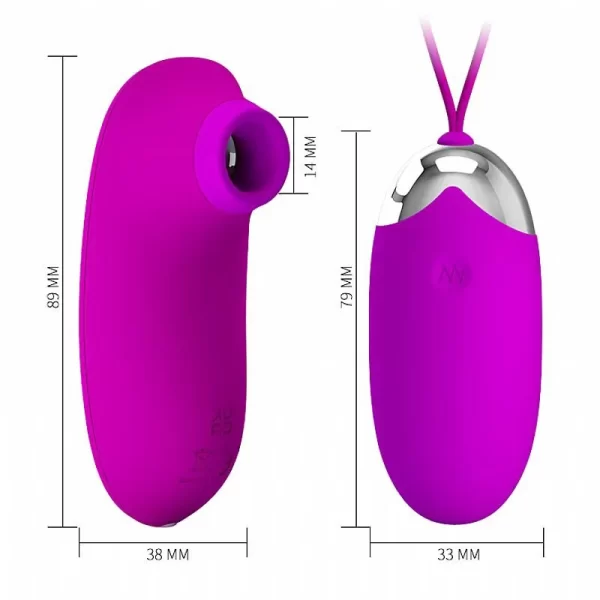 Kit Vibrador Duplo Recarregável Bullet e Mini Sugador de Clitóris - Pretty Love - Image 2