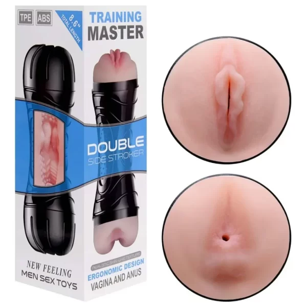 Masturbador Duplo Vagina e Ânus em Cyberskin Lanterna Training Master - Double Side Stroke