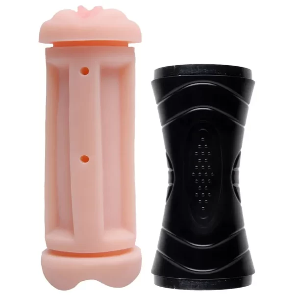 Masturbador Duplo Vagina e Ânus em Cyberskin Lanterna Training Master - Double Side Stroke - Imagem 4