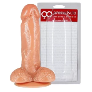 Pênis Realístico Com Escroto 16 cm X 3,5 cm com Ventosa - Real 6 D Prazer e Cia