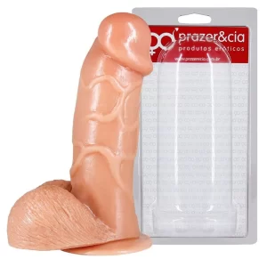 Pênis Realístico com Escroto 18,5 cm X 4,8 cm com Ventosa Real 7 B - Prazer e Cia