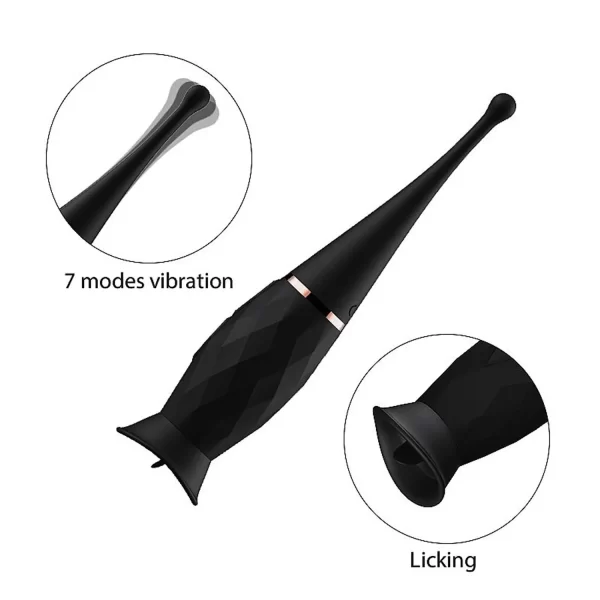 Vibrador Estimulador de Clitóris Com Capa de Orelhas de Coelho e Capa Com Língua Em Silicone Com 7 Modos de Vibração - Orgasm Clitoral Dibe - Imagem 4