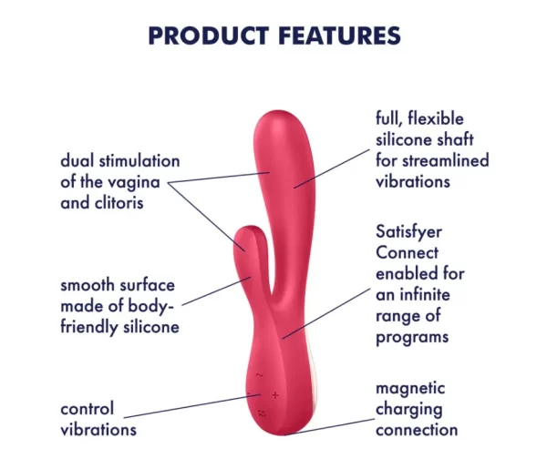 Vibrador Rabbit Estimulador de Ponto G e Clitóris - Satisfyer Mono Flex - Imagem 4