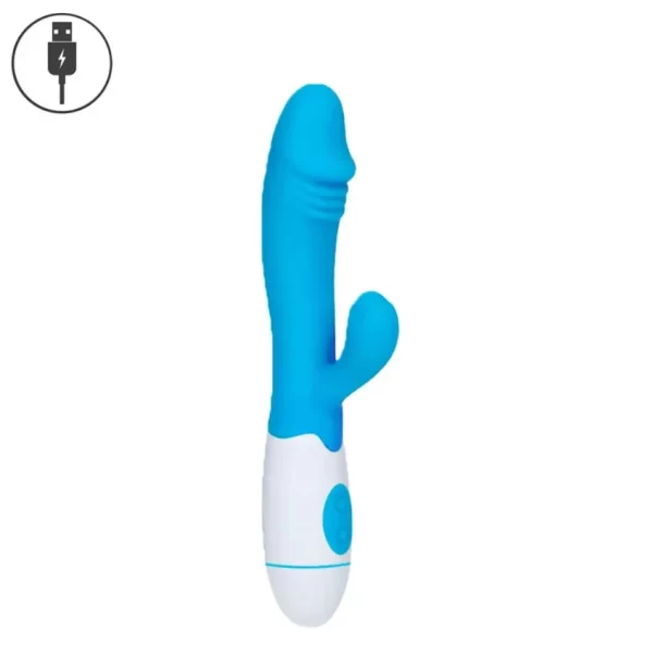 Vibrador Recarregável em Silicone Com 30 Modos de Vibração Com Glande e Estimulador de Clitóris