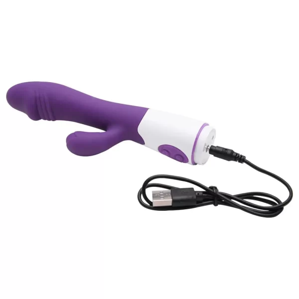 Vibrador Recarregável em Silicone Com 30 Modos de Vibração Com Glande e Estimulador de Clitóris - Imagem 4