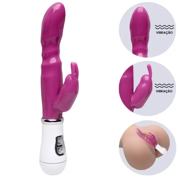 Vibrador Recarregável em Silicone Ponto G Com Estimulador de Clitóris com 8 Vibrações - Imagem 10