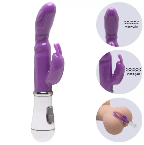 Vibrador Recarregável em Silicone Ponto G Com Estimulador de Clitóris com 8 Vibrações - Imagem 6