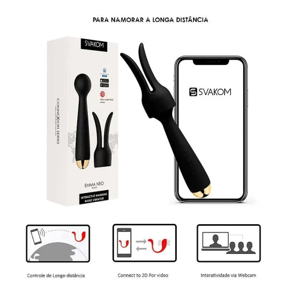 Vibrador Varinha Mágica Com Capa Removível Recarregável Estimulador de Clitóris, Ponto G e Mamilos Controlado por Aplicativo a Longa Distância e Interação Com Sites Adultos Com 11 Modos de Vibração e